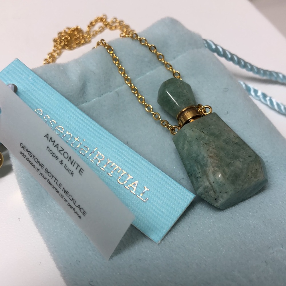 Essential Ritual Amazonite Gold Tone Hope and Luck Necklace